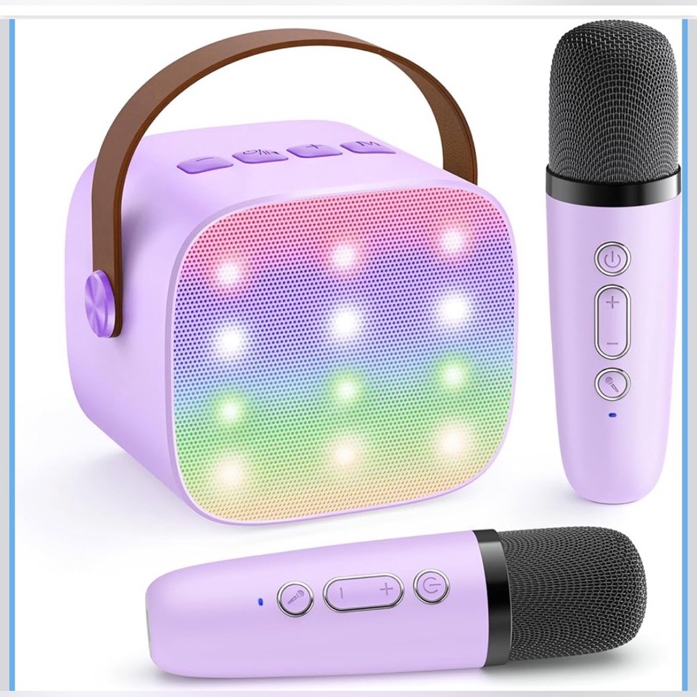 NIB YLL Portable Karaoke Machine,2 Mics,Mini Speaker,2026 Top Gift,Purple